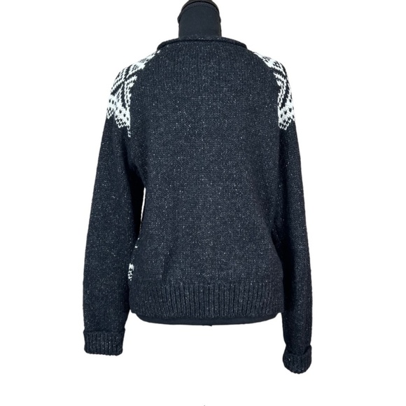 Maurices Black White Fair Isle Wool Blend Button Cardigan Sweater Size XL - Picture 3 of 8